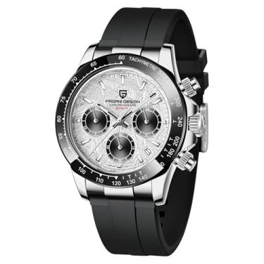 Imagem de CEYADG Pagani Design Relógios masculinos Daytona Homage Quartz cronógrafo Japão VK63 Movimento bisel de cerâmica coroa rosqueada à prova d'água, pulseira de borracha esportiva, relógios masculinos