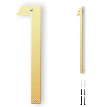 Imagem de Friendship Números modernos de 30,5 cm para casas externas revestidas a ouro com números de endereço de metal flutuante placas para caixa de correio e placa de casa (1)