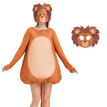 Imagem de AMAMHAHAVA Macacão de peça única com desenho animado de axolote de leão rato, Marrom, One Size