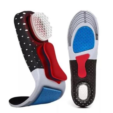 Imagem de Palmilha Ortopédica para Esporão de Calcâneo e Fascite Plantar, Gel Anatômico, Recortável, Preto, Tamanho 41-46