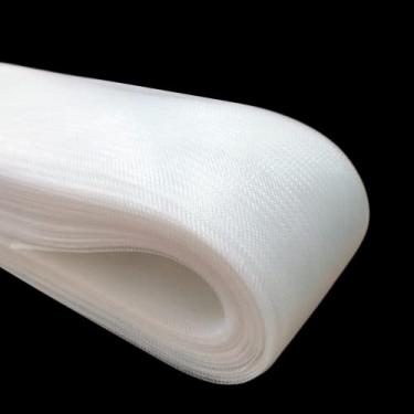 Imagem de Abbaoww Trança macia de crina de cavalo de 50 metros para costura de barbatanas de poliéster, vestido de casamento, acessórios para vestidos de dança (branco)