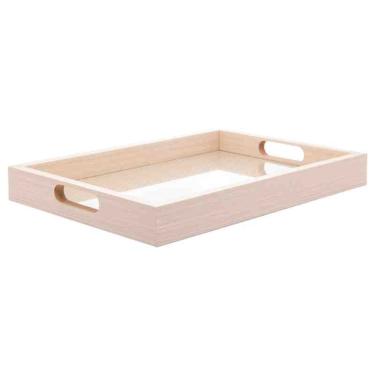 Imagem de Bandeja Retangular MDF c/ Fundo Tressê 36,5x4x26,5 cm Lyor