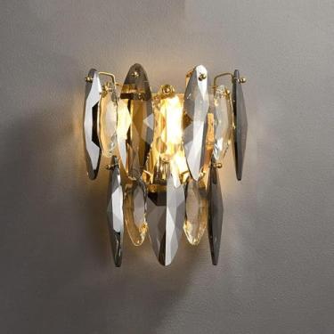 Imagem de Arandela De Parede De Cristal De Latão Decorativo De Estilo Europeu Para Hotel De Cabeceira Restaurante Sala De Estar Banheiro Quarto E Iluminação De Arandela De Parede De Corredor, Type B