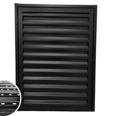 Imagem de Porta Alçapão Abrigo Ventilado Preto 80x60 Laminado Resistente Em Aço 