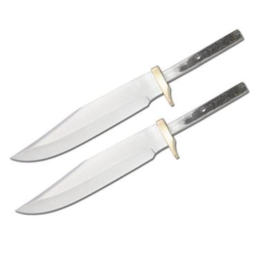 Imagem de Canivete de lâmina em branco personalizado conjunto com 2 unidades de lâmina pequena Bowie Hunter com reforço de proteção de latão BL001