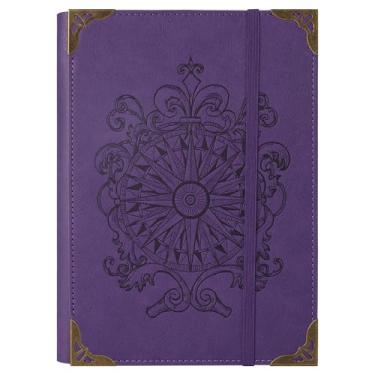 Imagem de TIEFOSSI A5 Pasta de 6 anéis para mulheres e homens, diário de couro PU com tampa dura, diário vintage bússola, cadernos retificados para a escola, agenda, viagens, trabalho, organizador