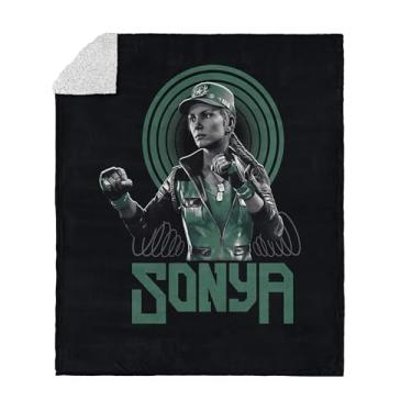 Imagem de Cobertor Mortal Kombat Silk Touch Sherpa – Sonya, frente de lã ultramacia com costas de sherpa aconchegante, 127 x 152 cm