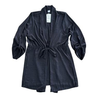 Imagem de Parka Feminina Cardigan Comprida Poliéster Preto Tamanho GG Formitz-Feminino