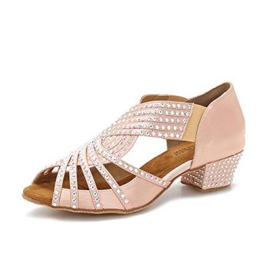 Imagem de Tênis de dança feminino TTdancewear com strass salão Latin Salsa Bachata Performance Dança Sapatos de dança, Nude-1.5inch Heels, 6
