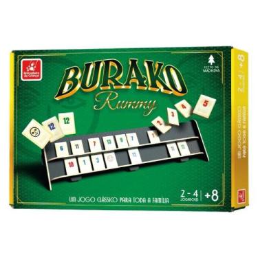 Imagem de Jogo Burako Rummy Feito de Madeira Com 106 peças e 4 Suporte - Brincad