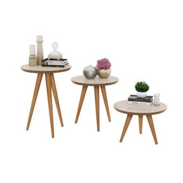 Imagem de Jogo Mesas Centro, Lateral, Apoio Havana - Off White/Freijo - Comprar 