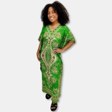 Imagem de Vestido Kaftan Longo Plus Size Estampado Flores e Arabescos - Sarat Mo