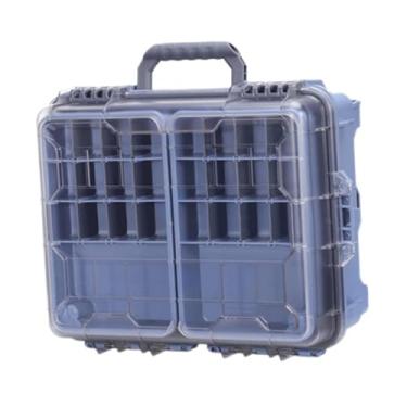 Imagem de Dynwave Caixa de peixe Tackle Box Recipiente portátil Multi Compartamentos Acessórios de Pesca Caixa Prática de 3 Camadas Casos de Lures com Handelim, Azul