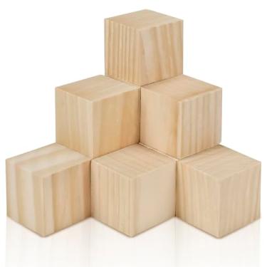 Imagem de Keshufu 32 Cubos De Madeira Inacabados 2 Polegadas - Blocos Maciça Natural Para Artesanato, Quebra-Cabeças Arte Geométrica, Carimbos Letras E Kits Construção