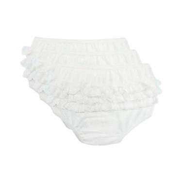 Imagem de Kit 3 Calcinhas Bebê 100% Algodão Babado De Renda Luna 032, 2, Branco
