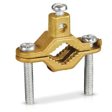 Imagem de OhLectric Braçadeira de tubulação de aterramento de alta condutividade OL-38707 - feita de liga de cobre - conexão de eletrodos de aterramento à fixação de canos de água - Braçadeira de tubo de enterro não direta - 1 polegada - alcance de tubo de 2,54 cm