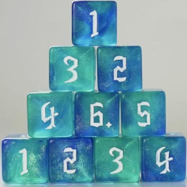 Imagem de 10 PC D6 dice 16mm Acrylic Dice Set for RPG MTG DND Dice Table Games and Board Games (Cyan+Blue)