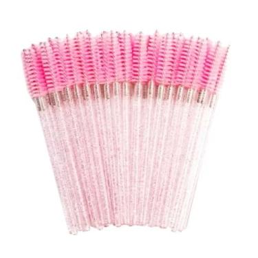 Imagem de Kit 50 Escovinhas Descartáveis com Glitter para Extensão de Cílios e Sobrancelha