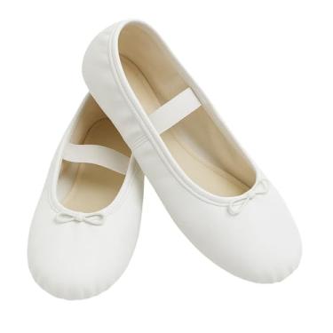 Imagem de Sapatilha meia ponta em Couro Sintético Encantada ballet nas cores Rosa, Preto, Branco e Bege (número 22 ao 40) Conforto, Resistência e Liberdade para cada Movimento. (Branco, BR, Criança de 4 a 8 anos, Numérico, 29)