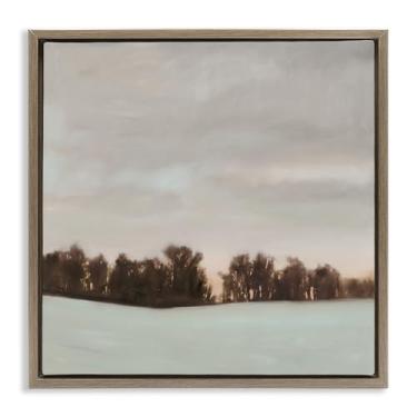 Imagem de Stupell Industries Arte de parede em tela flutuante com moldura marrom Sundown Snow Scene por Megan Lightell, 25 x 25