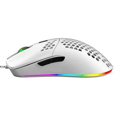 Imagem de Mouse gamer com fio USB RGB Player Mouse com seis Dpi ajustáveis design ergonômico oco favo de mel adequado para computadores de mesa e laptops (branco)