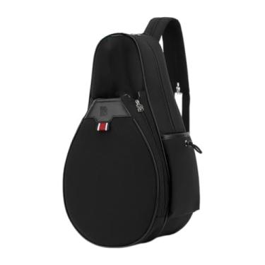 Imagem de Deevoka Mochila de tênis, bolsa esportiva para atividades ao ar livre, grande capacidade, comporta 2 raquetes, mochila estilosa, portátil, multifuncional, Preto