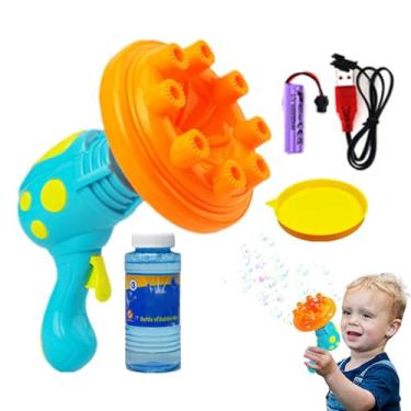 Imagem de Máquina automática de bolhas, máquina de bolhas para crianças,Máquina sopradora de bolhas de girassol musical para crianças | Brinquedo elétrico para fazer bolhas com 8 furos, máquina portátil de bolh