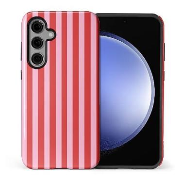 Imagem de WANKBLC Capa brilhante compatível com Samsung Galaxy S24 FE para meninas e meninos, design de corpo inteiro, silicone macio, proteção contra arranhões, padrão maluco, listras vermelhas e rosa, linha