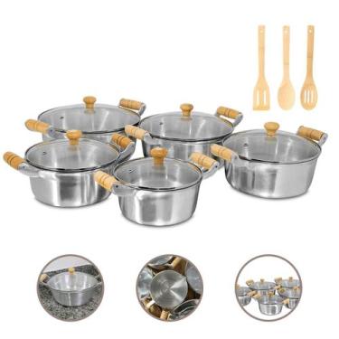 Imagem de Jogo de Panelas 8 Peças Alumínio Fundido Grosso Batido Polido - Fehero