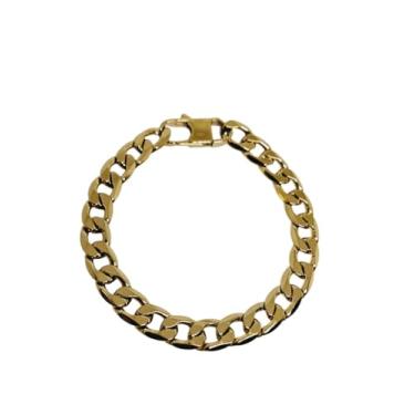 Imagem de Pulseira Masculina Corrente Grossa Dourada Maciça De Aço Inoxidável Cirugico Aço Inox Antialergico