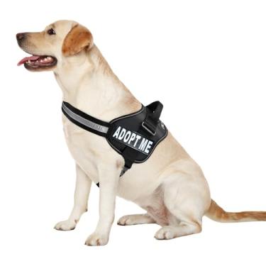 Imagem de Colete de nylon ADPOT ME. A compra vem com 2 adesivos removíveis reflexivos Adote ME. Meça seu cão antes de fazer o pedido