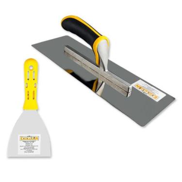 Imagem de Desempenadeira Rígida de Aço Inox 35x11cm Com Espátula Flexível Evolut