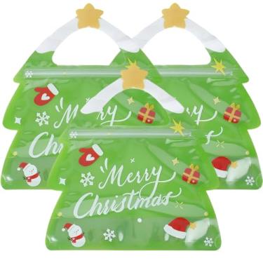 Imagem de SOFPLATE Sacos Ziplock de Natal com 25 peças de 20 x 18 cm Sacos de Biscoito Autovedáveis Verde Limão Árvore de Natal Resselável PET Plástico Zip Lock Bolsas para Chocolate Doces Biscoitos Lembranças