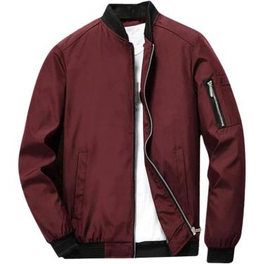 Imagem de Moda Masculina Casual Slim Mens Jacet Sportswear Bomber Jacet Mens Jacets E Casacos, Red, S