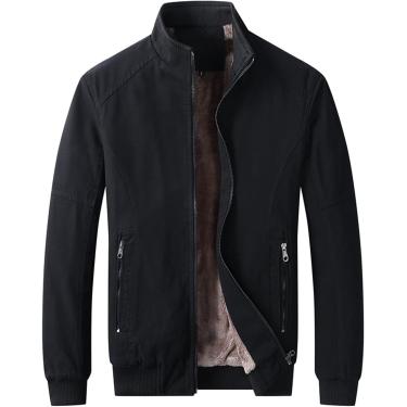 Imagem de Jaquetas Masculinas De Lã Sherpa à Prova De Vento Com Gola Virada Para Baixo Manga Longa Cor Sólida Ajuste Regular Quente Grosso Militar Jaqueta Bomber Agasalhos De Trabalho Com, B-Black, XXL