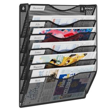 Imagem de BOHDK Organizador De Arquivos Parede, Pasta Suspensa 6 Camadas, Suporte Malha Vertical Metal, Porta-Documentos Papel Para Revistas, Escritório Doméstico, Preto