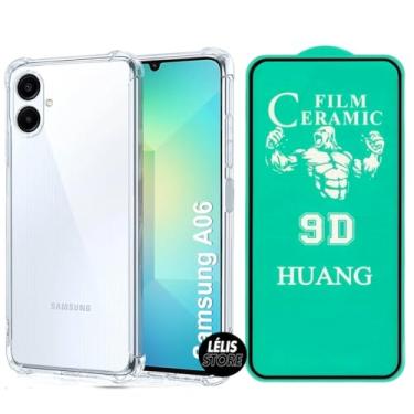 Imagem de Kit Capa Capinha para Samsung A06 Anti Impacto Premium Transparente + Película Cerâmica 9D
