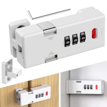 Imagem de Fechadura de armário sem chave, fechadura de senha de armário com luminosa, fechadura de porta combinada de 3 dígitos para gavetas, porta de celeiro, banheiro, ao ar livre, armário, cerca, protege a