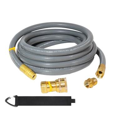 Imagem de DQSDC Mangueira de gás natural/mangueira de 3 m com acoplamentos rápidos, kit de retrofit de gás natural/vapor para churrascos, churrasqueiras, fornos de pizza, aquecimento de deck e aparelhos de