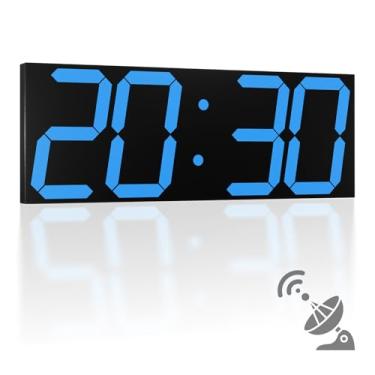 Imagem de CHKOSDA Relógio de parede digital automático de 45 cm, relógio de parede de LED com tela grande, relógio multifuncional com alarme e temporizador, relógio digital de sincronização automática de tempo