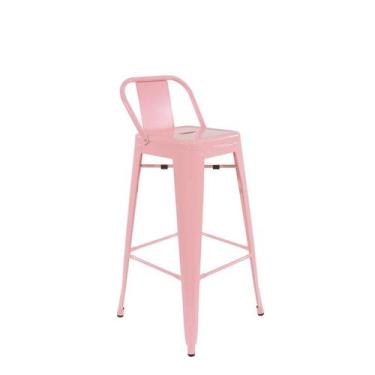 Imagem de Banqueta Tolix Alta - Encosto Baixo - Cor Rosa - shopshop