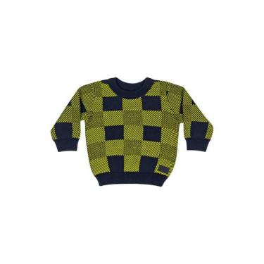 Imagem de Blusão em Tricô Xadrez para Bebê Menino Quimby, Azul, 1