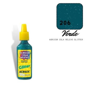Imagem de Acricor Cola Relevo Verde (Glitter)20g - ACRILEX