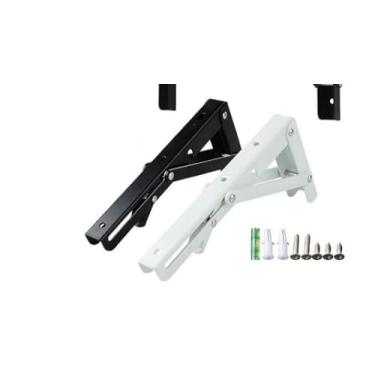 Imagem de Mesa Dobravel Retratil de Parede Borda Redonda 100cm x 50Cm Suspensa Para Cozinha Pequena(Preta 2pc,35cm)