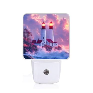 Imagem de Cosharkly Luz noturna de farol de pôr do sol, luzes noturnas conectadas à parede, lâmpada de LED para escada/corredor/quarto, luz noturna de 0,5 W, adequada para dormir