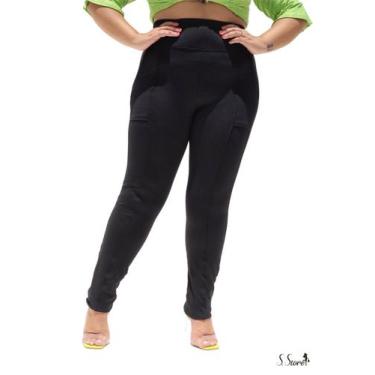 Imagem de Calça Legging Plus Size Montaria Flanelada / Forrada Com Bolsos Fronta