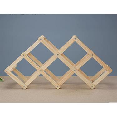 Imagem de Rack de armazenamento de vinho rack de vinho suporte de vinho dobrável rack de armazenamento de vinho de madeira prateleira de exibição de garrafa de vinho doméstica (cor: 3)