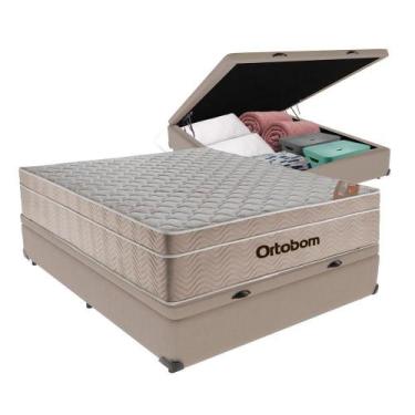 Imagem de Cama Box + Colchão Casal Ortobom Airtech Spring 138x188 Cor:bege