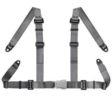 Imagem de Yakitoko Conjunto universal de arnês de segurança de 4 pontos, 5 cm, serve para kart, UTV, quadriciclo, cinza de corrida