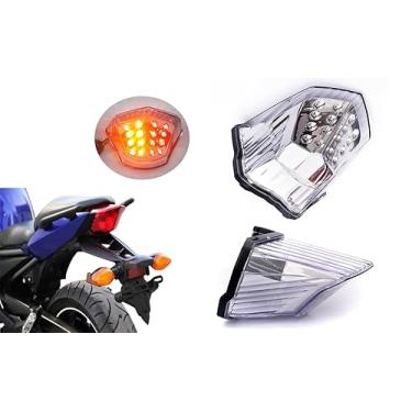 Imagem de Adequado para Yamaha 2009-2017 FZ6R; 2010-2017 XJ6 Diversion; luz traseira de freio da lâmpada traseira + função de indicador de seta integrada; 20S-84710-00-00 (transparente)